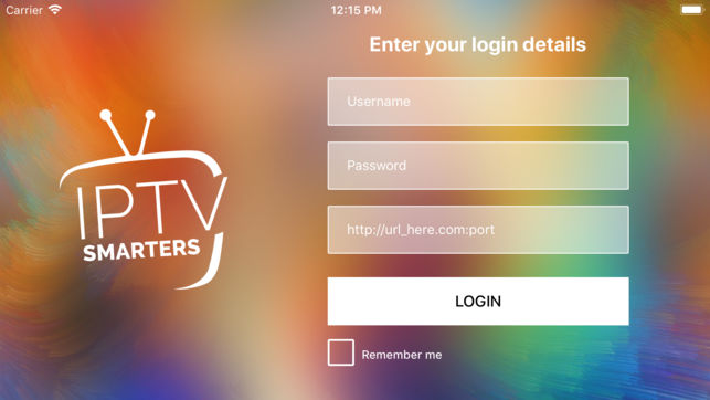 Écran d’accueil IPTV Smarters Player sur iOS