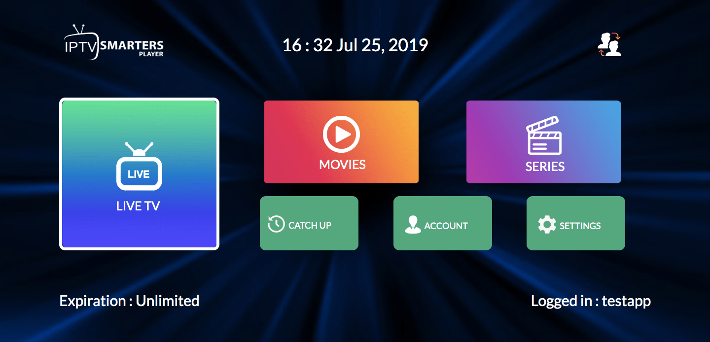 Fenêtre IPTV Smarters Player sur Windows