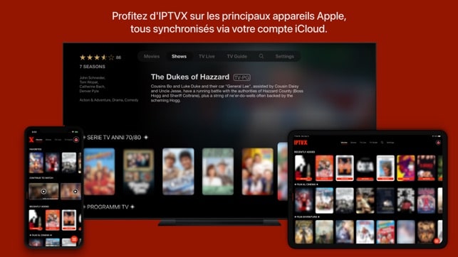 Écran d’accueil IPTVX sur iOS